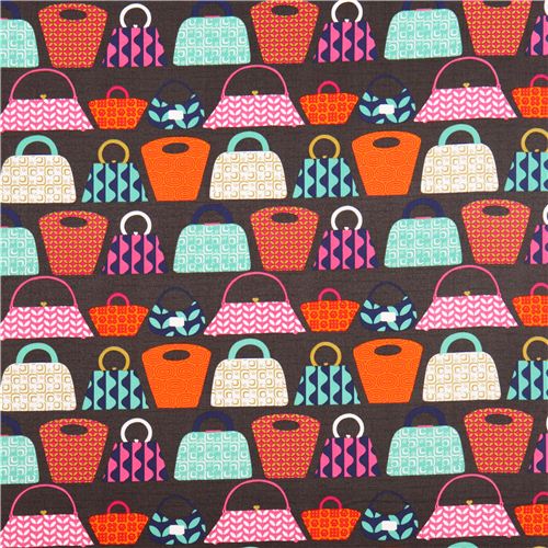 grauer Handtasche Stoff Michael Miller Purses Galore 2