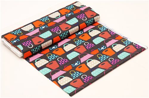 grauer Handtasche Stoff Michael Miller Purses Galore 3