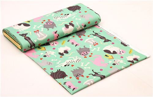 green Alexander Henry dog animal fabric  5