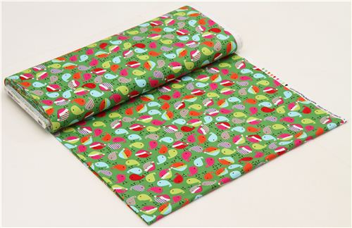 green Christmas bird fabric Robert Kaufman 3