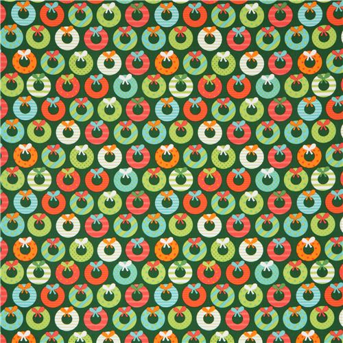 green Christmas fabric Robert Kaufmanwith Christmas wreath 2