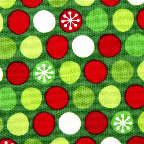 green Christmas fabric dots snowflake Robert Kaufman 1
