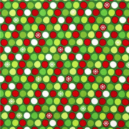 green Christmas fabric dots snowflake Robert Kaufman 2