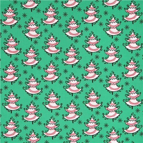 green Christmas tree winter Christmas fabric Michael Miller Holiday modeS4u