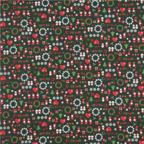 green Christmas wreath heart decoration Xmas fabric from Japan 4