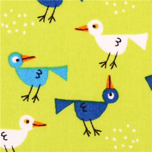 green Cloud 9 bird animal organic fabric Happy Drawing Too 1