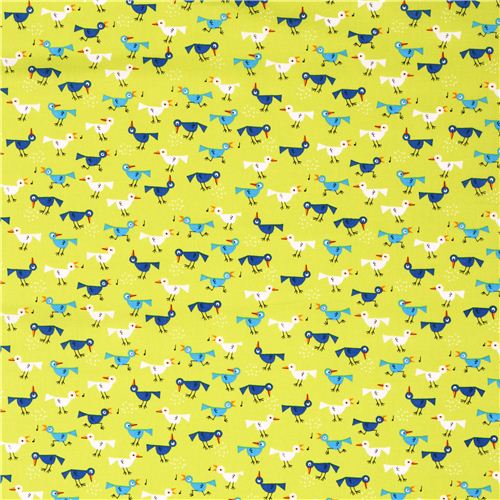 green Cloud 9 bird animal organic fabric Happy Drawing Too 2