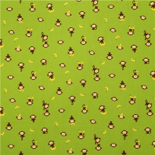 green Cosmo monkey fabric with bananas from Japan 2