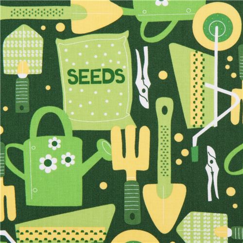green Cultivate And Cook garden fabric Robert Kaufman Fabric by Robert