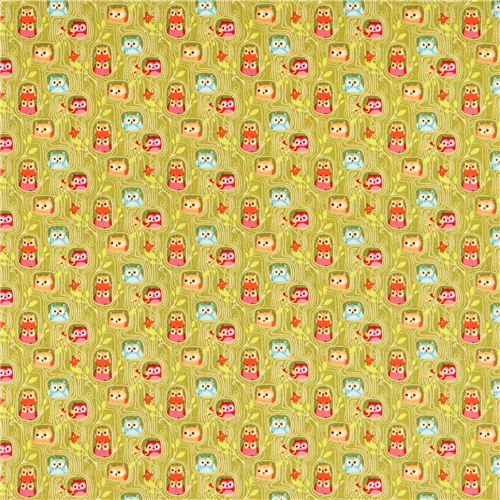 green Flappers Hideout owl tree fabric Riley Blake Happy Flappers ...