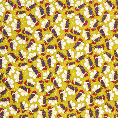 green Gardenia flower Michael Miller interlock fabric 2