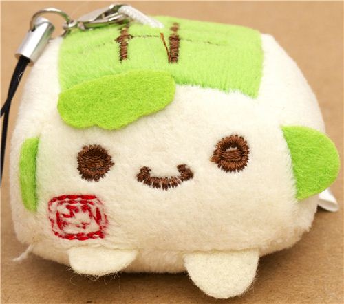 green Hannari Tofu plush cellphone charm Japan kawaii - Phone Charms ...