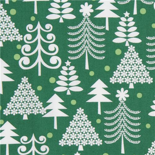 green Michael Miller Christmas fabric Holiday Trees 1