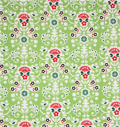 green Michael Miller Christmas fabric Joyful Damask 2