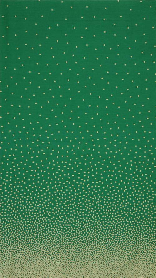 green Michael Miller fabric Confettir Border with small shiny gold dots 2