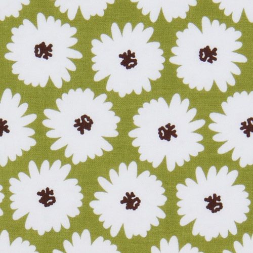 green Michael Miller fabric Honey Bloom white flowers 1