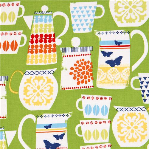green Michael Miller fabric cups and pots 1