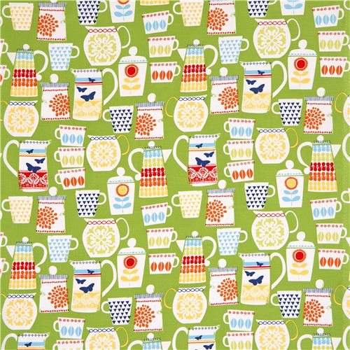 green Michael Miller fabric cups and pots 2