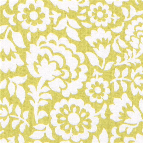 green Michael Miller fabric with ornaments flowers 1