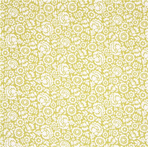 green Michael Miller fabric with ornaments flowers 2