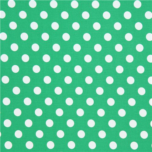 green Michael Miller fabric with white polka dots 2