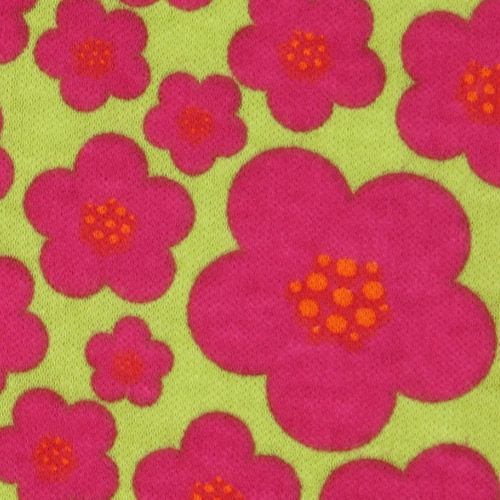 green Michael Miller knit fabric Pink Blossoms 1