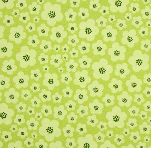 green Michael Miller knit fabric yellow Blossoms 2
