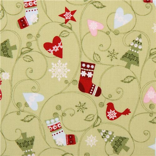 green O Christmas Tree Christmas fabric from the USA Fabric