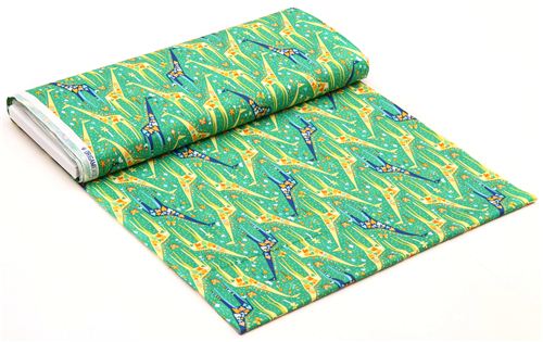 green Origami giraffe animal fabric Michael Miller Stand Tall 3