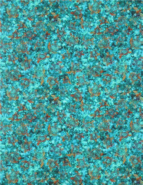 Remnant (50 x 109 cm) - green Quilting Treasures tropical sea turtle fabric 3