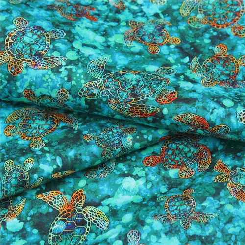 Remnant (50 x 109 cm) - green Quilting Treasures tropical sea turtle fabric 4