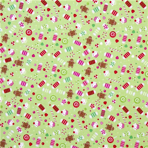 green Riley Blake Christmas fabric colourful candy 2