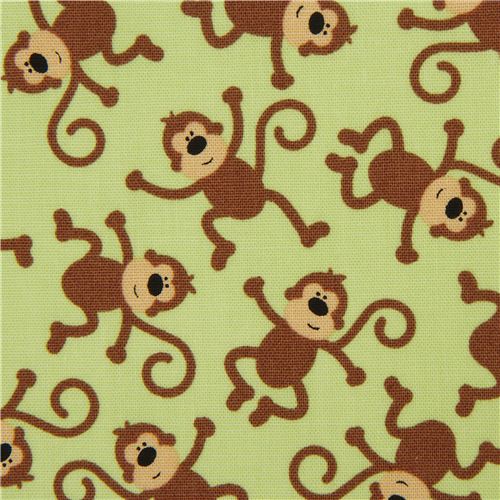 green Riley Blake organic fabric with monkeys from the USA - modeS4u