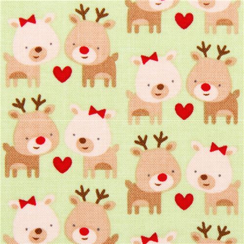 green Riley Blake reindeer Xmas fabric Home for the Holidays - modeS4u