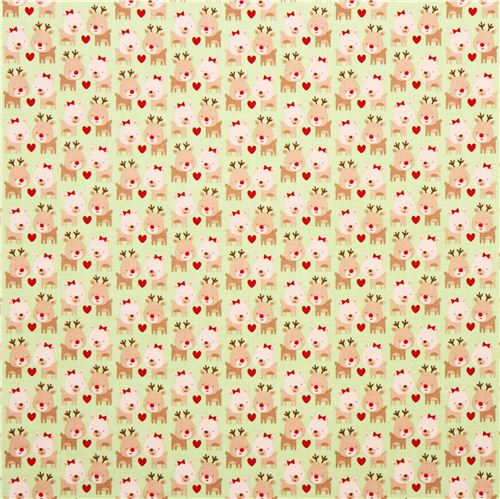 green Riley Blake reindeer Xmas fabric Home for the Holidays 2