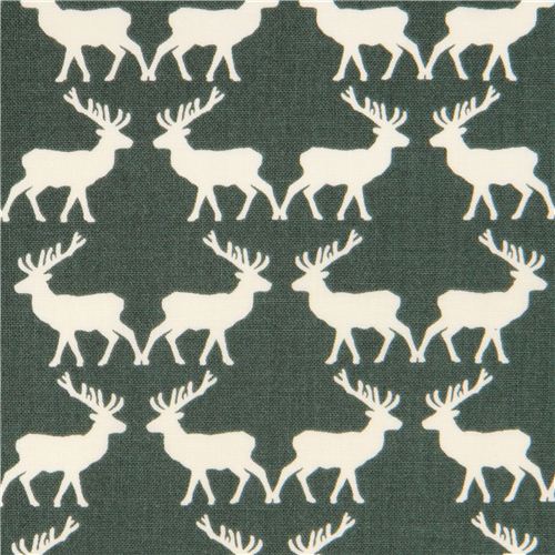 grner Riley Blake Rentiere Hirsch Reh Tier Stoff 'Postcards for Santa' 1
