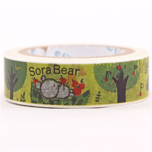 green Sorabear polar bear forest Washi Masking Tape deco tape Shinzi Katoh Japan Washi Masking