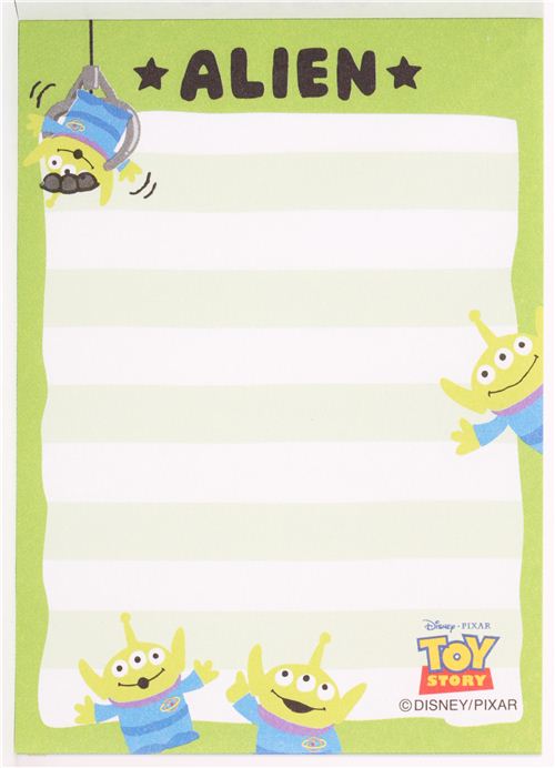 green Toy Story Alien mini Memo Pad from Japan Memo Pads Stationery