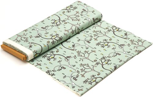 green birch organic fabric from the USA with trees & animals 3