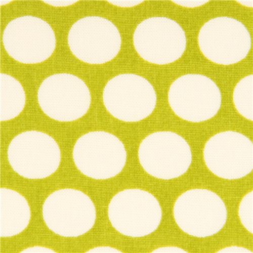 green birch organic fabric from the USA with white dots 1