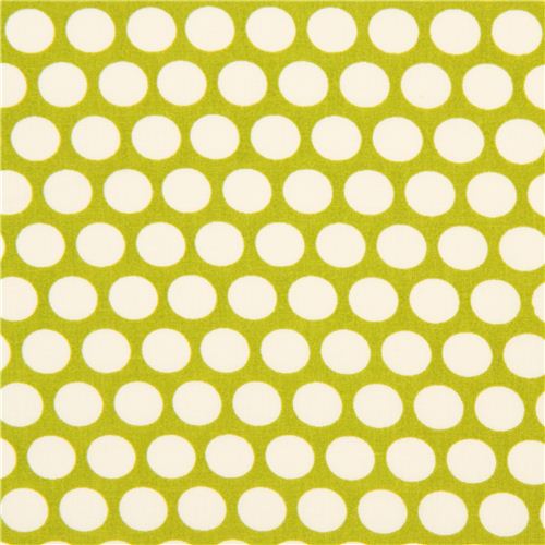 green birch organic fabric from the USA with white dots 2