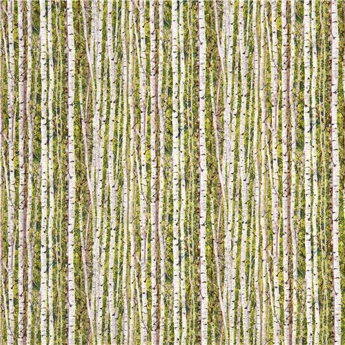green birch tree forest fabric Landscape by Andover USA Fabric by