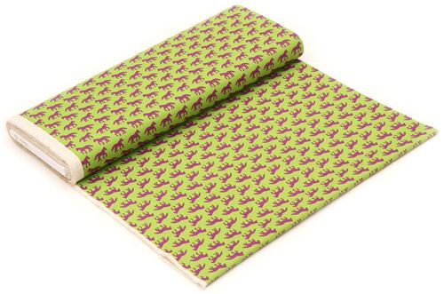 green canvas animal fabric horse Kokka Japan 3