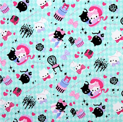 green canvas fabric kitty presents Japan kawaii 2