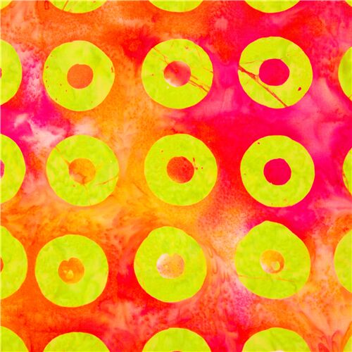 Batik Tye Dye Rings Donuts Inky Circles Rows Fabric