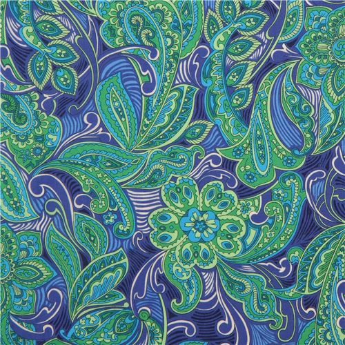 green colorful Robert Kaufman beautiful flower leaf fabric - modeS4u