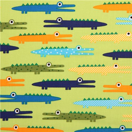 green crocodile animal fabric Urban Zoologie Robert Kaufman - modeS4u