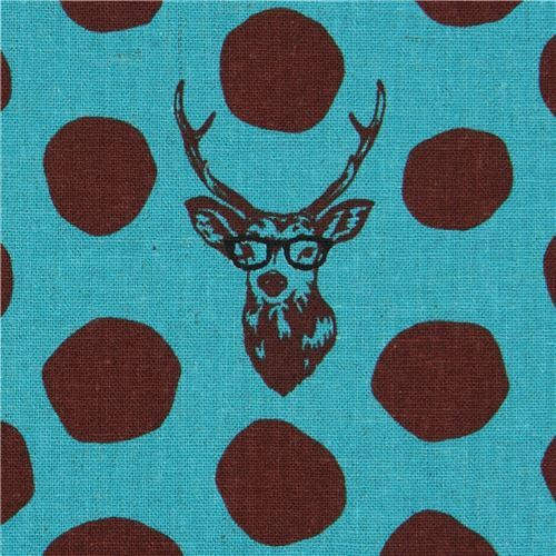 sea green echino canvas laminate fabric stag dark brown dot Sambar Fabric