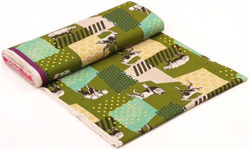 green echino zon canvas fabric pattern safari animals from Japan 3