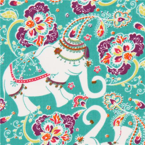 green elephant corduroy fabric Robert Kaufman Cool Cords 1